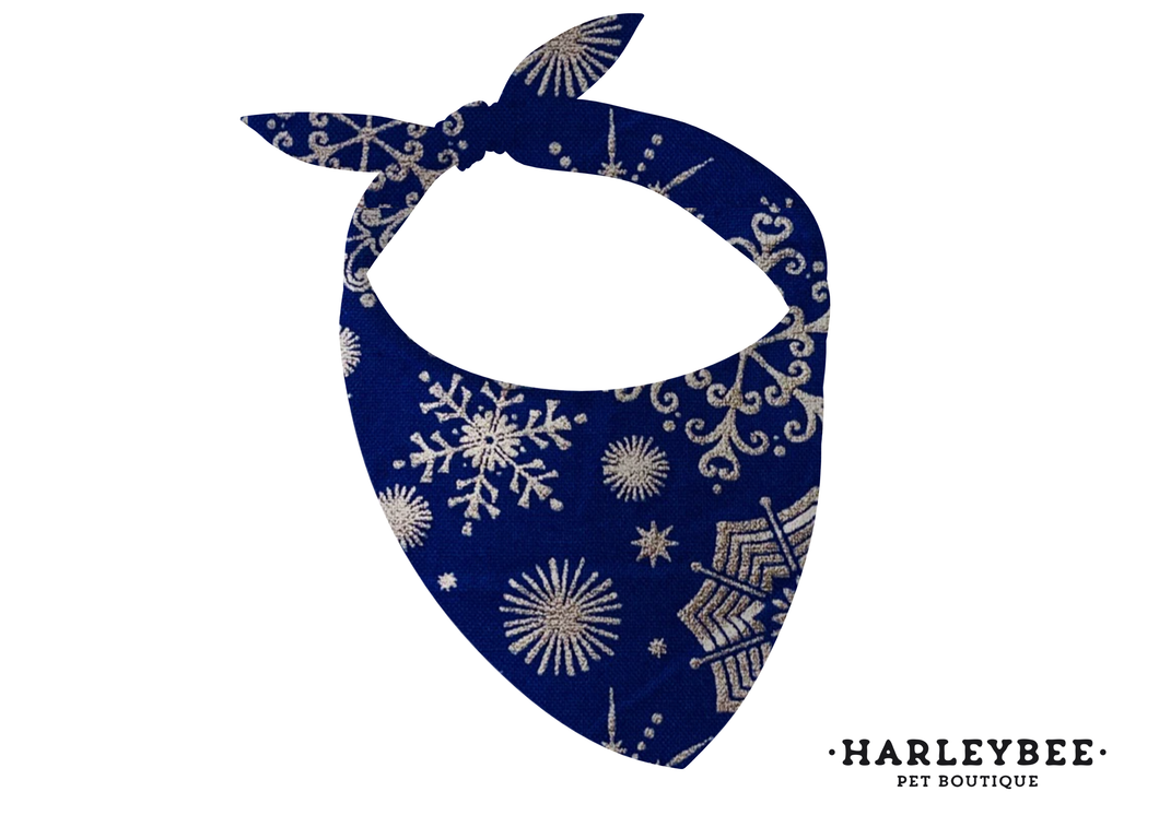 Christmas Snowflake Indigo Bandana