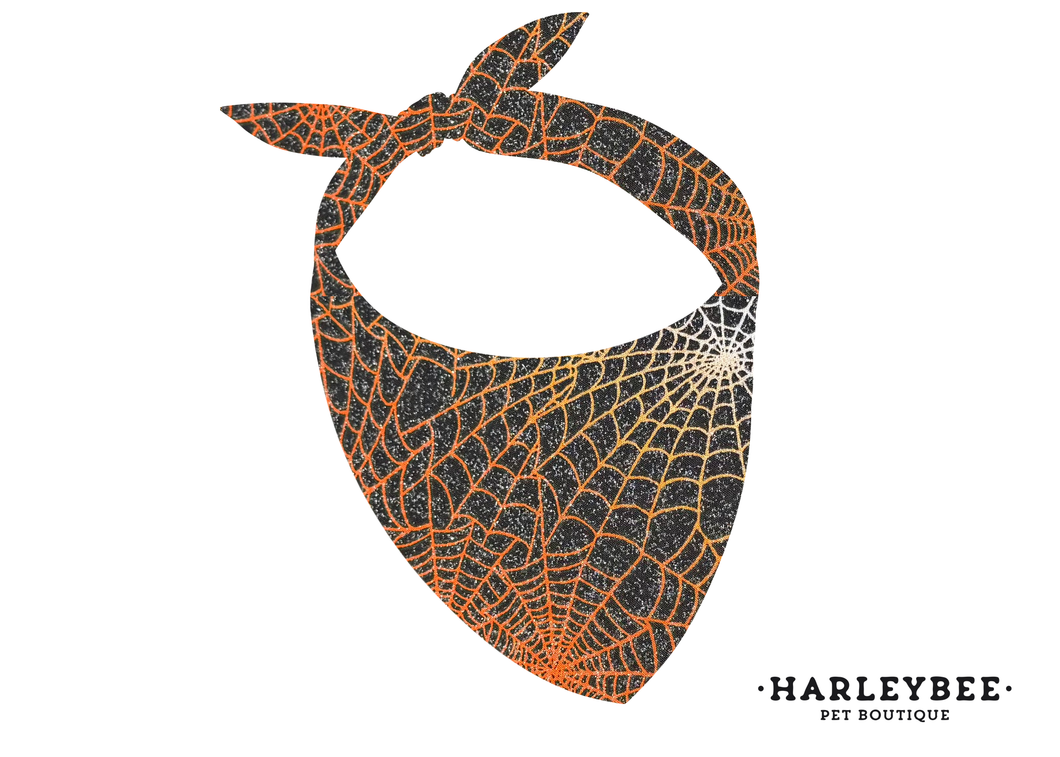 Halloween Glittery Spider Web Bandana