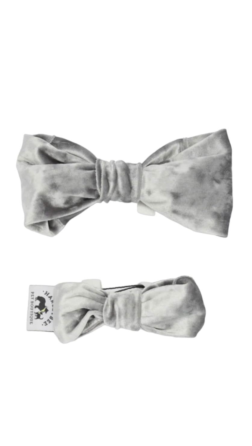 Velvet Silver Bow Tie