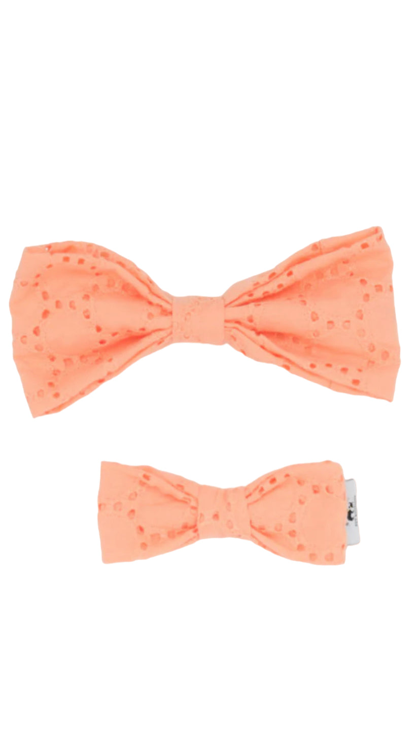 Lace Peach Bowtie