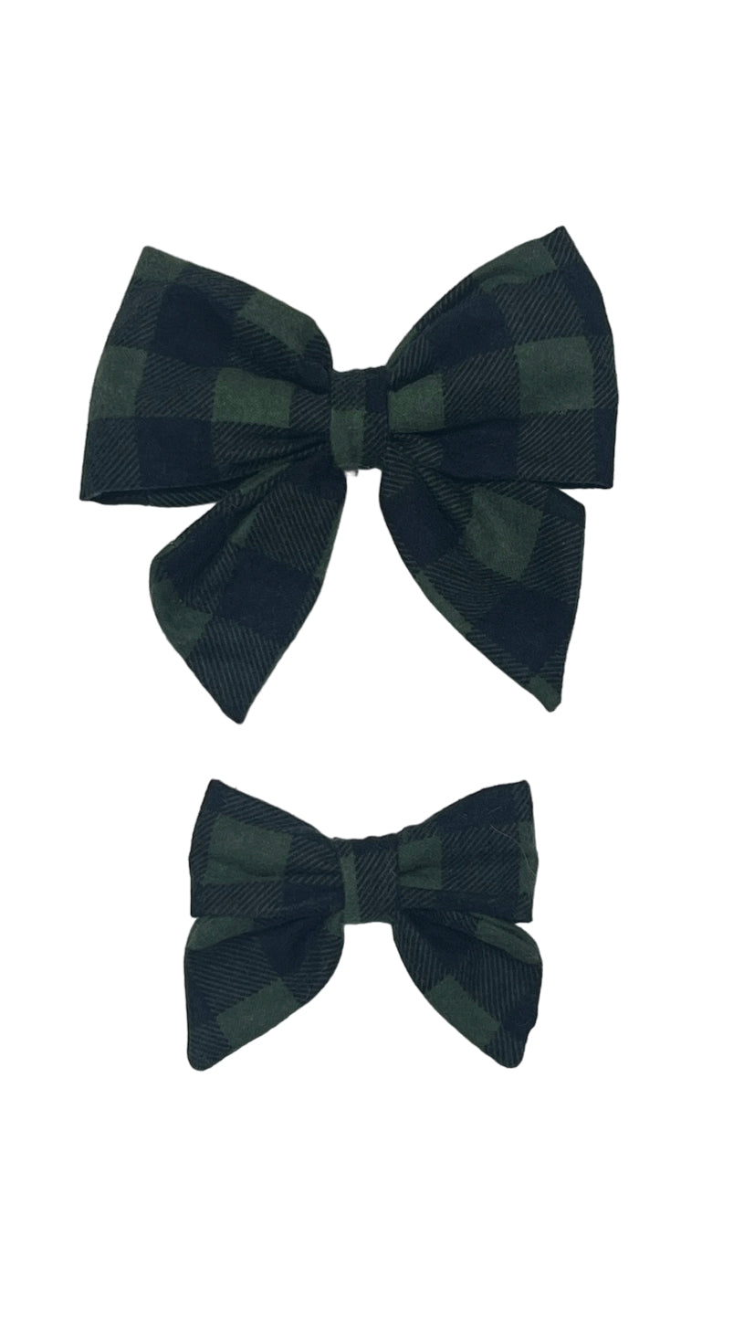 Flannel Green Apple Ladybow