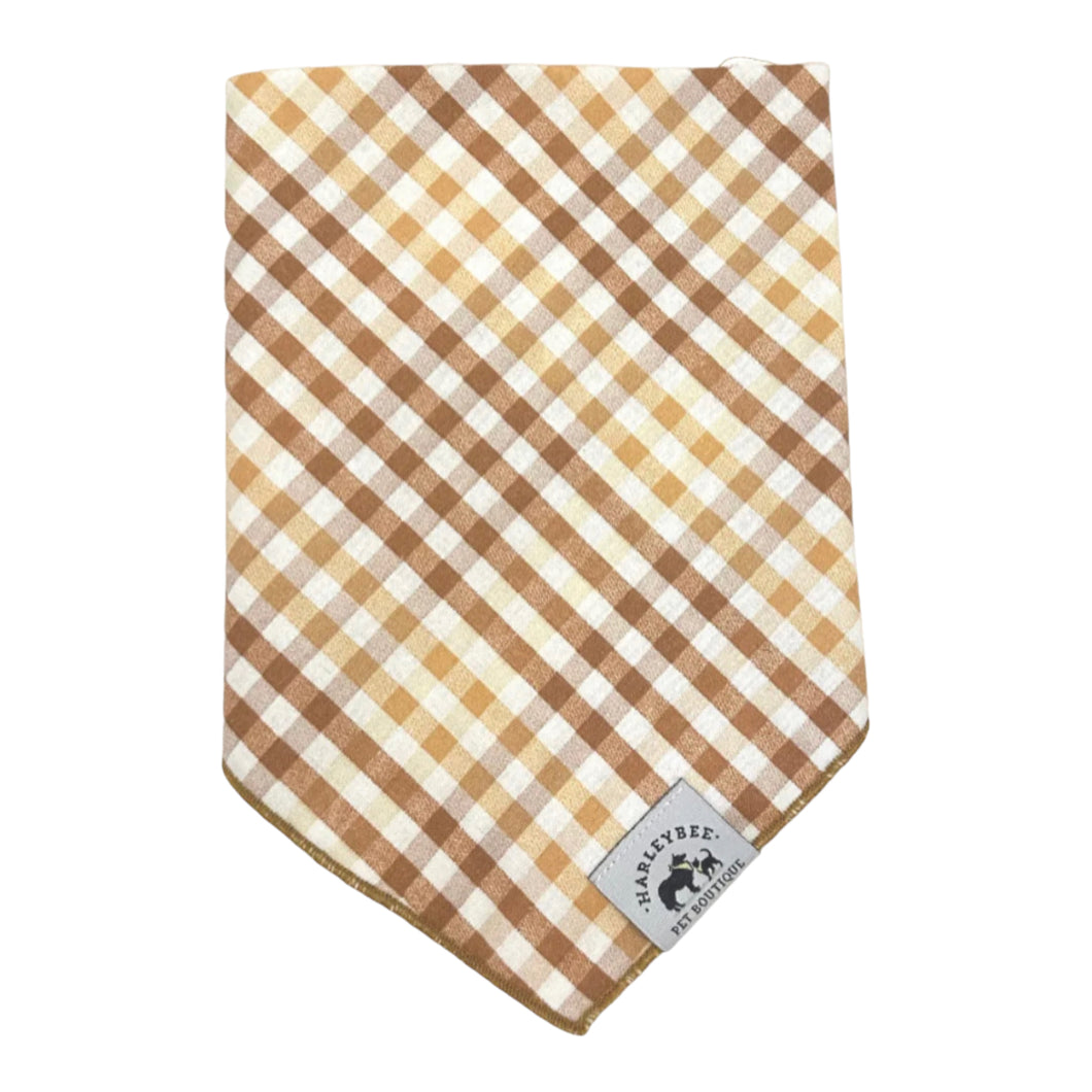Gingham Caramel Bandana
