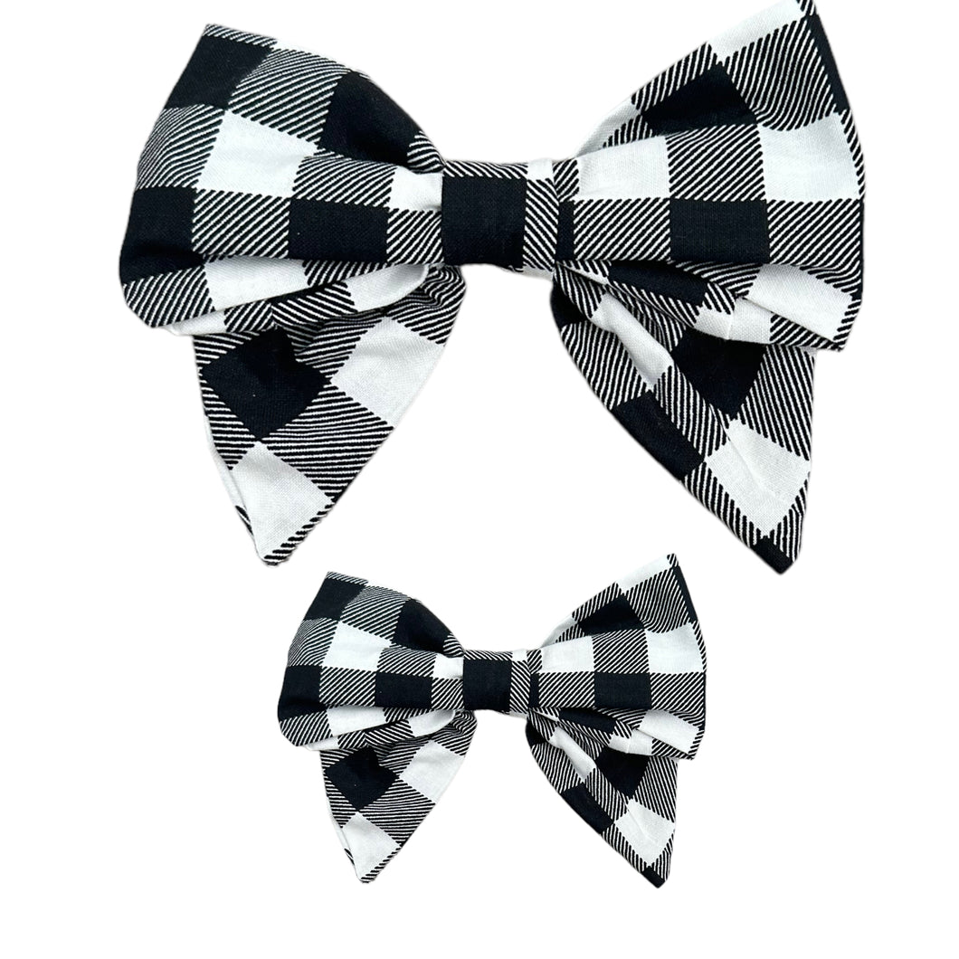 Gingham Black & White Ladybow