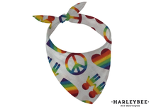 Load image into Gallery viewer, Pride Peace &amp; Love Bandana
