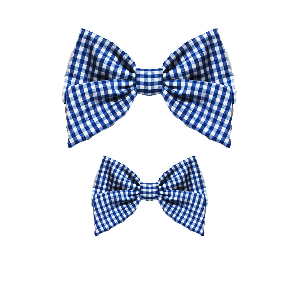 Gingham Midnight Blue Lady Bow