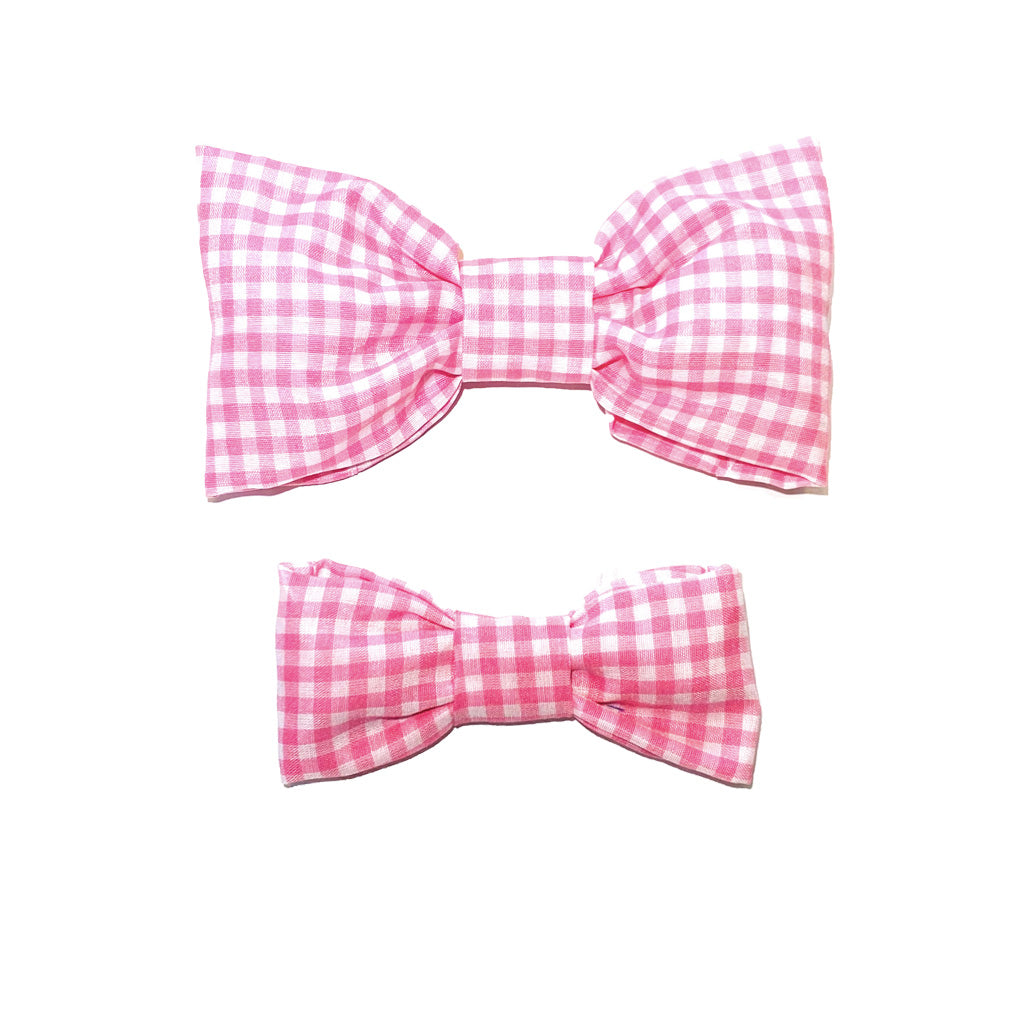 Gingham Fushia Bow Tie