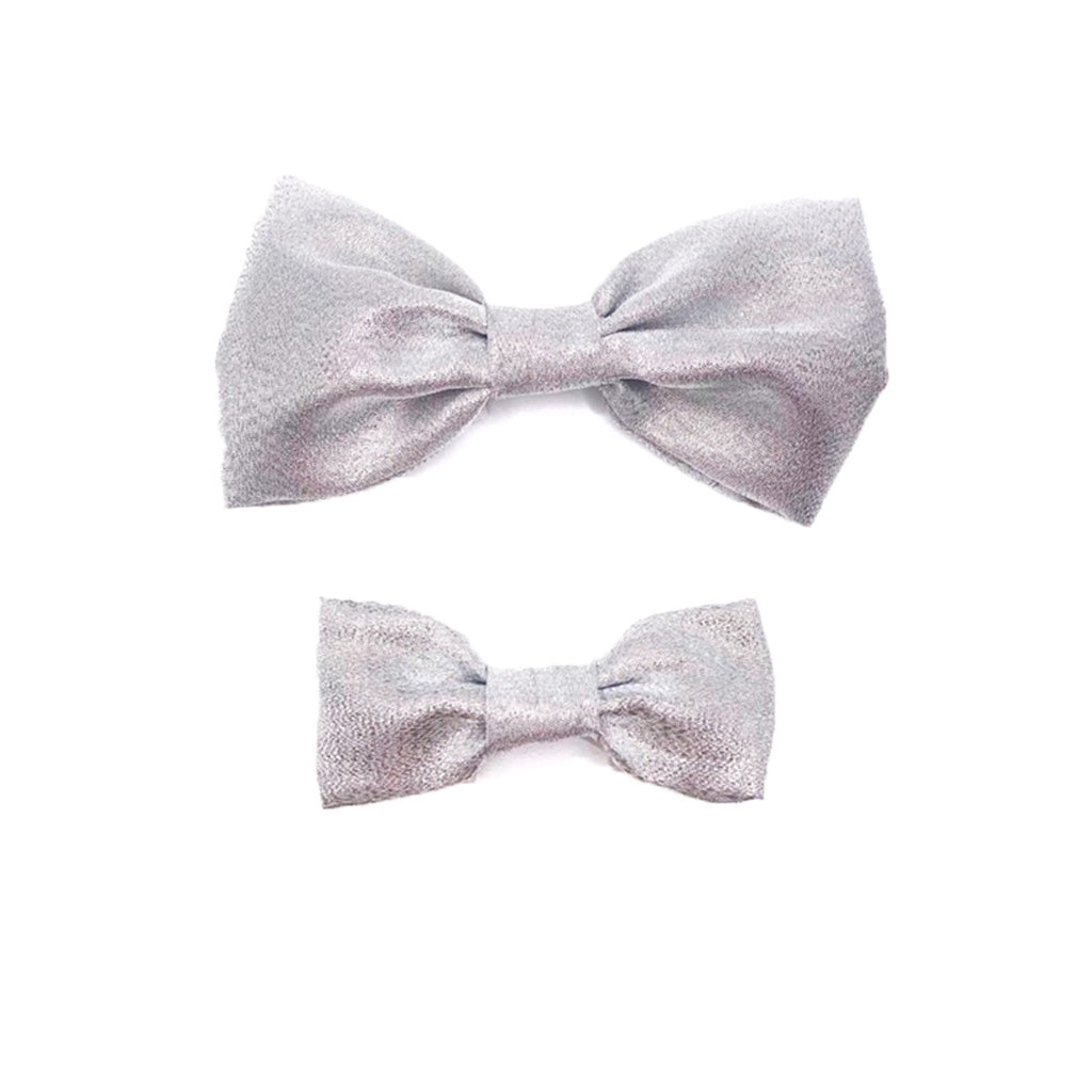 Silver Tinsel Bow Tie