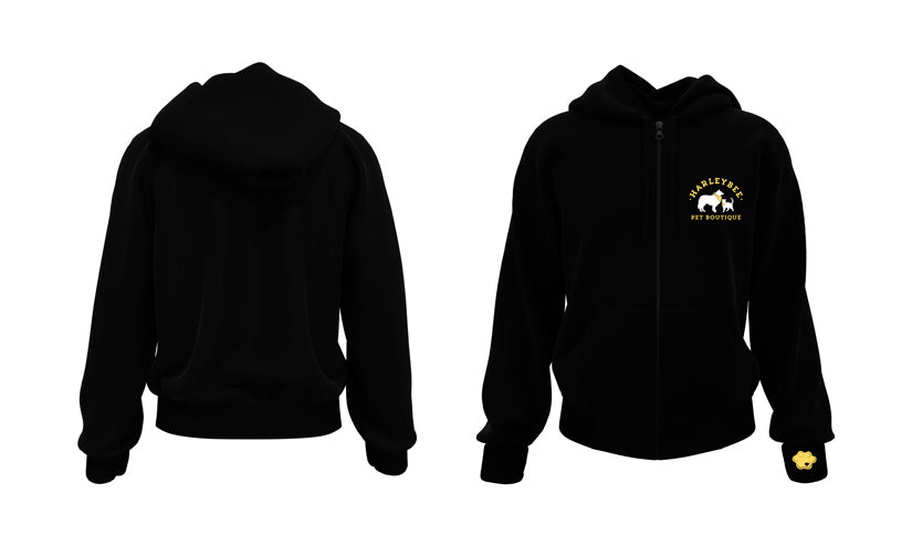 Zipper Fleece Hoodie with Dog and Cat Logo
